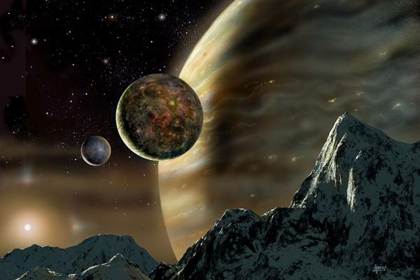 Artists Conception of planets around star HD 70642