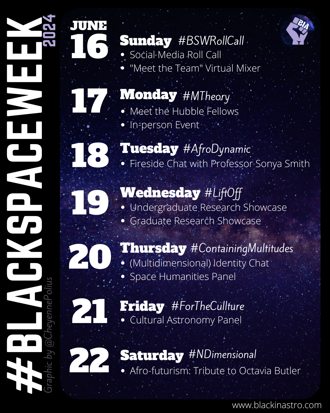 Black in Astro Schedule for 2024 - Available at blackinastro.com