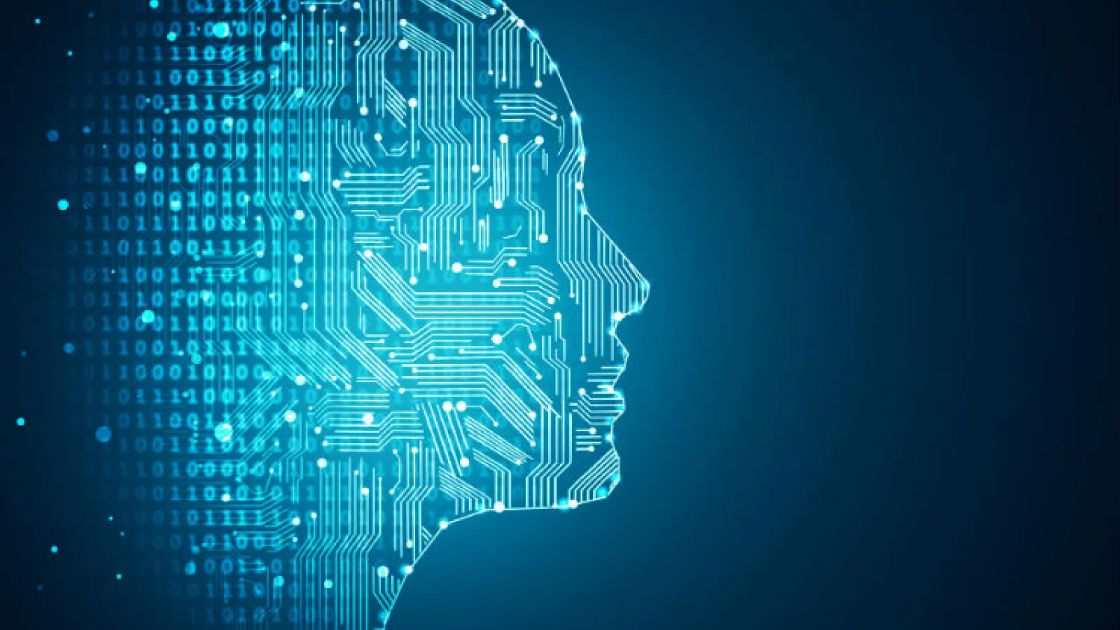 Decorative image of human silhouette with digital code