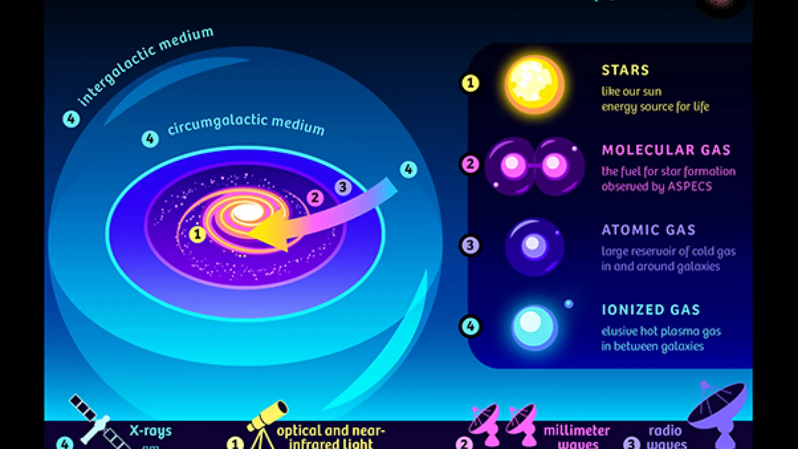ASPECS Survey - Constituents of a galaxy infographic