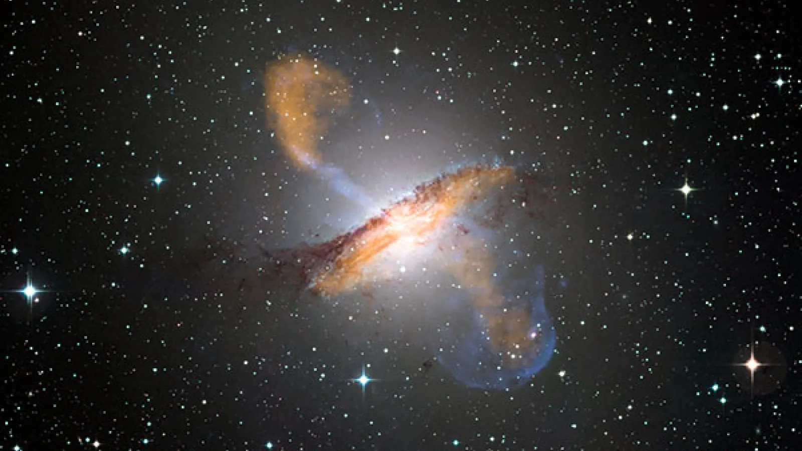 Multiwavelength image of the galaxy Centaurus A.
