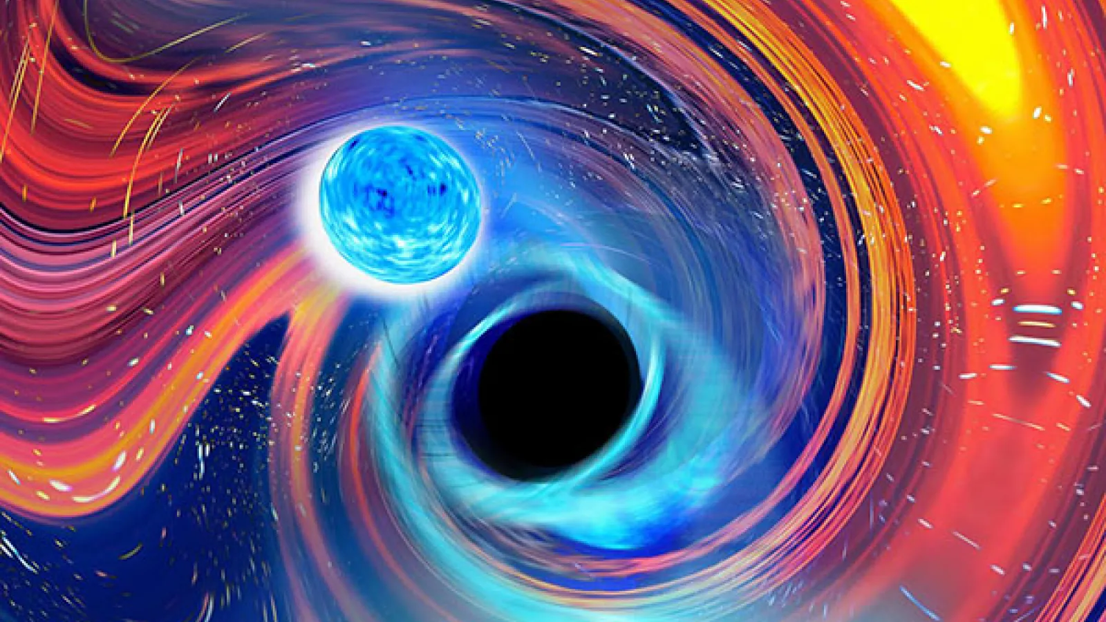 Artists Representation of a black hole neutron star merger