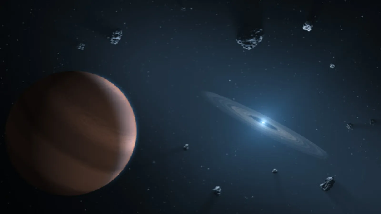 Artists rendering of a planet around white dwarf