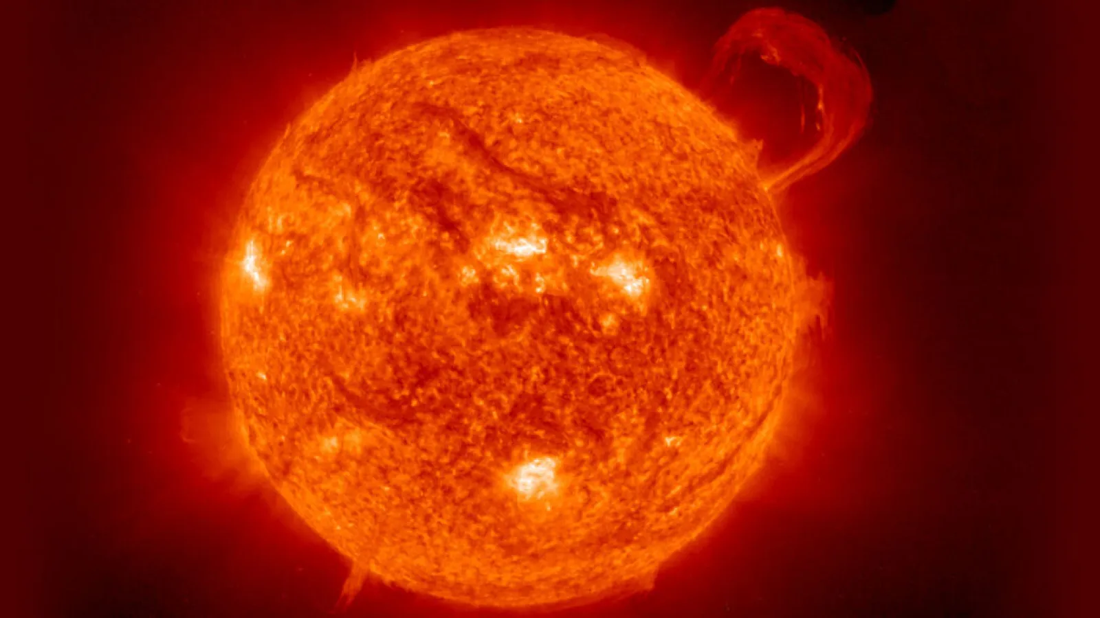 A picture of the Sun including a prominence of the edge of the Sun