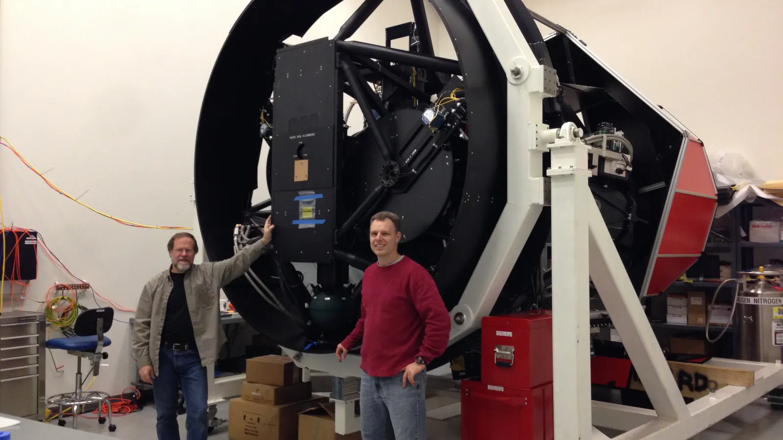 The MODS instrument in the cleanroom at the Large Binocular Telescope 