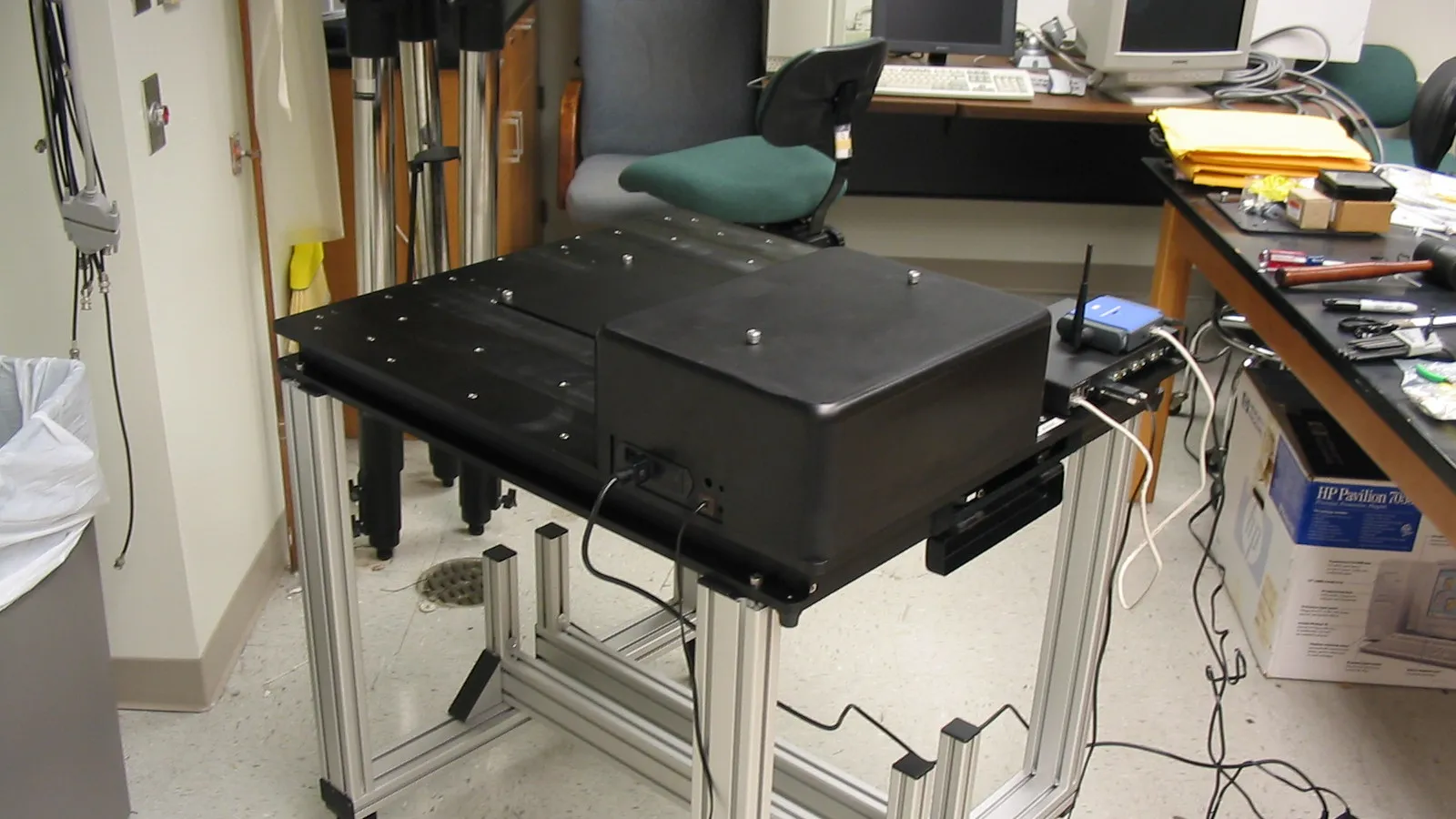 Buckeye 12-position filter wheel on its handling cart with the top cover installed