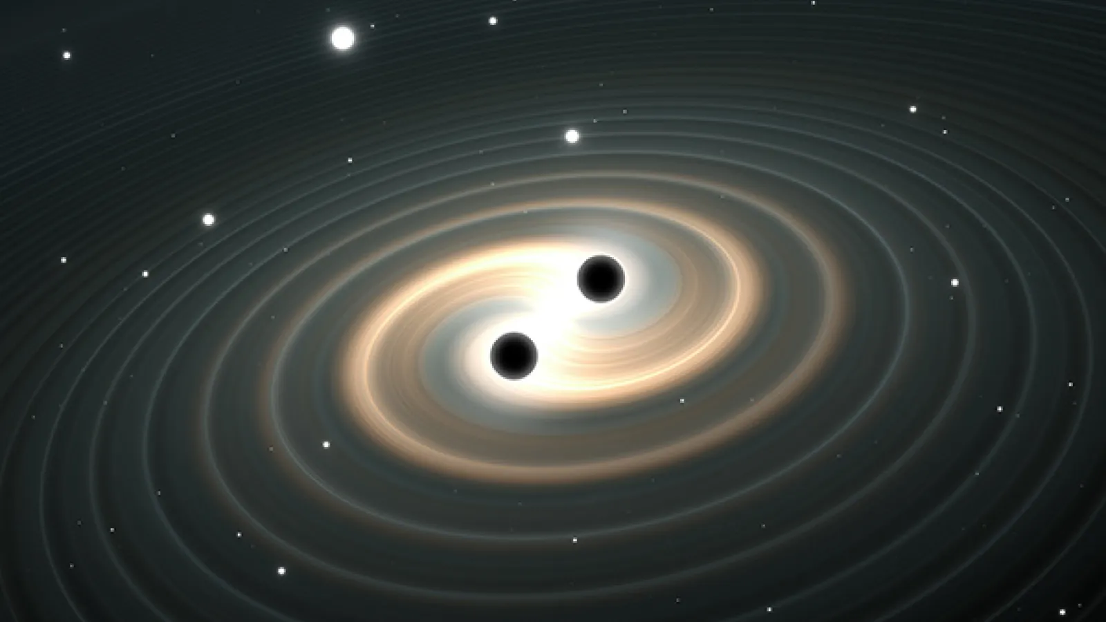 Gravitational waves being emitted from two merging objects