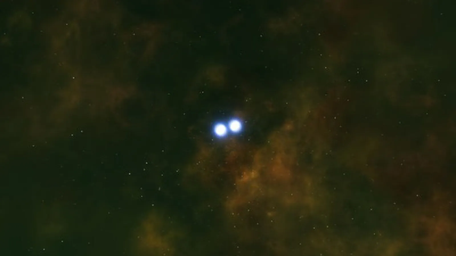 A binary star system within a gas cloud