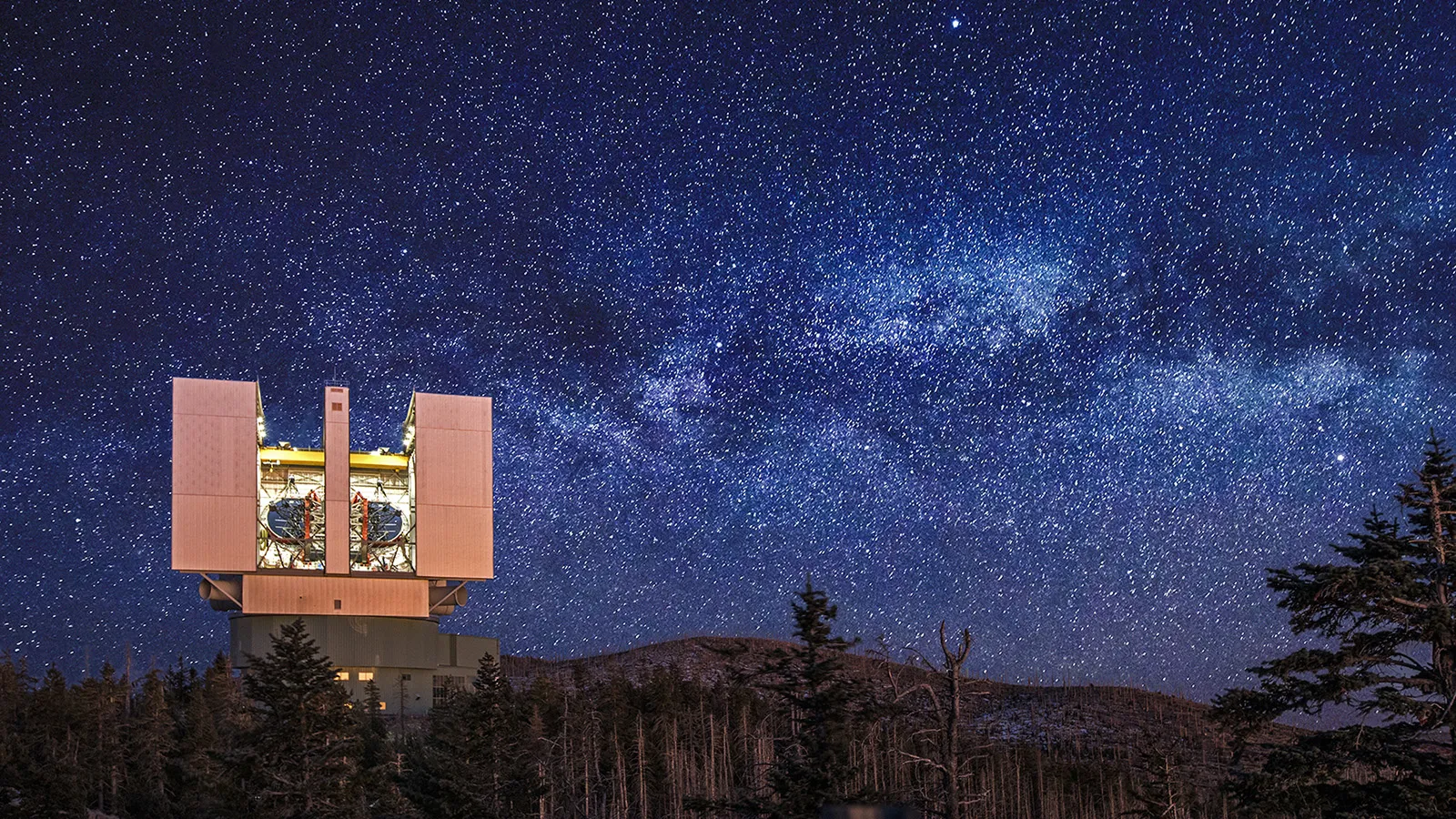 The Large Binocular Telescope with a background of stars
