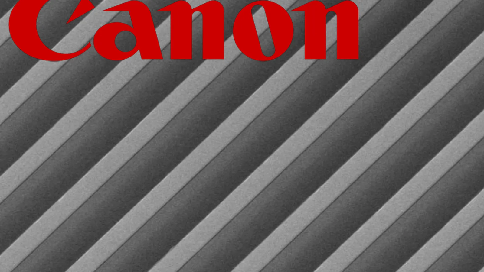 Precision fabricated grating overlaid with Canon logo