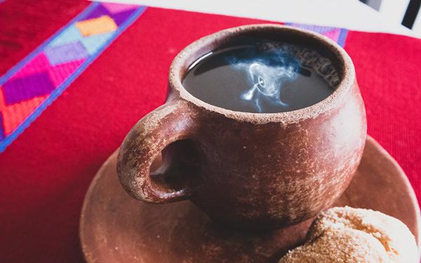 Earthenware coffee cup with a pulsar wind nebula inside it