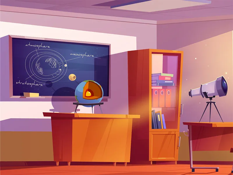 Cartoon of an astronomy classroom