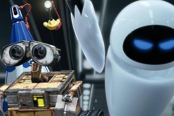 A picture depicting WALL-E and Eve