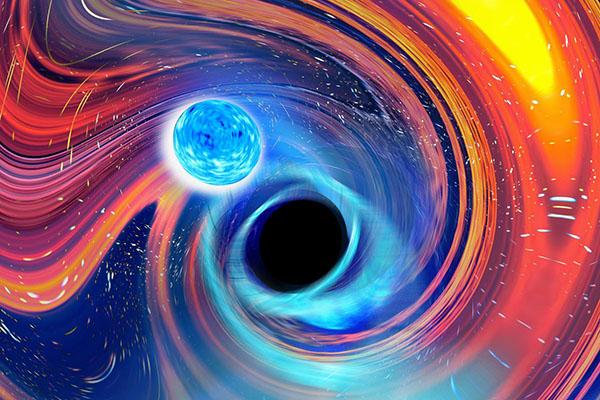 Artists Representation of a black hole neutron star merger