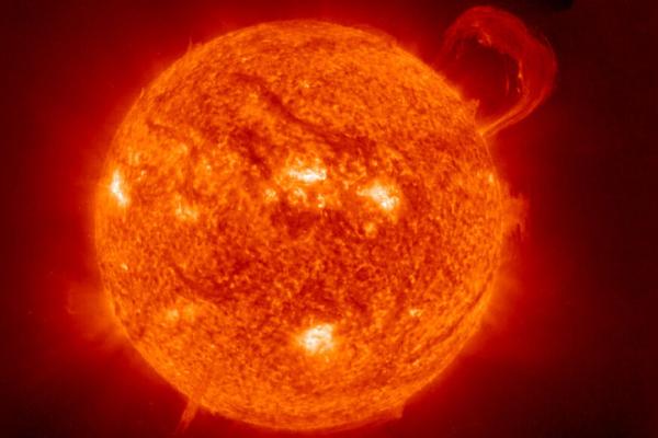 A picture of the Sun including a prominence of the edge of the Sun