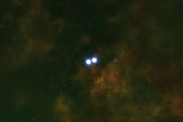 A binary star system within a gas cloud