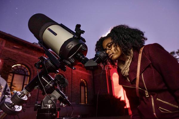 Caprice Phillips with Telescope
