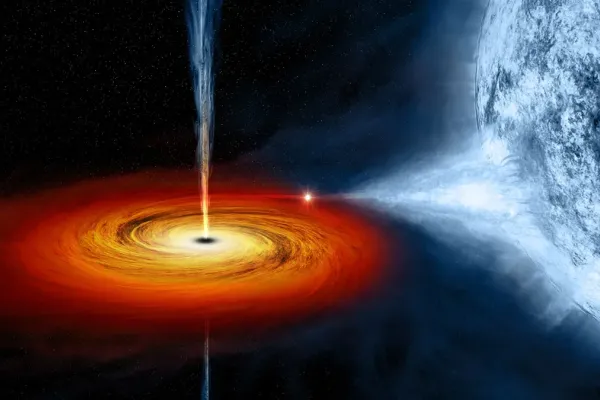 Material being pulled under the force of gravity into a black hole accretion disk