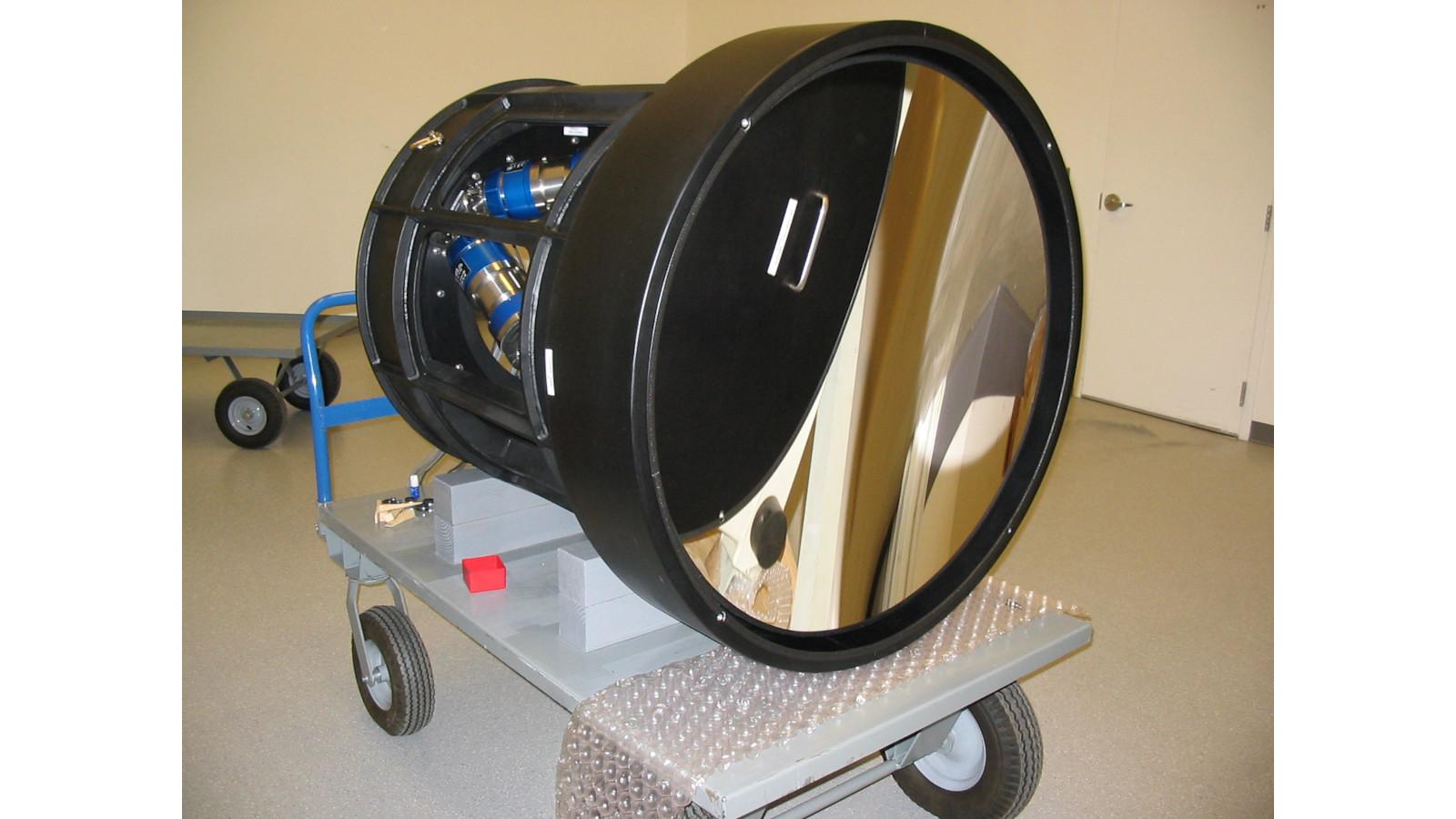 LBT f/15 rigid secondary mirror unit on its handling cart