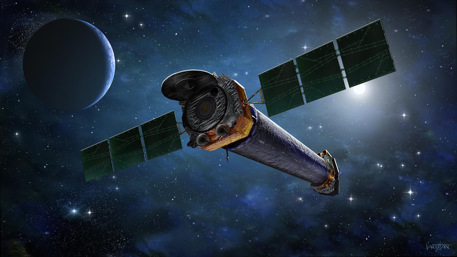 Illustration of the Chandra Xray Telescope in space marking 20 years of service