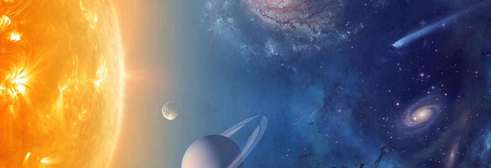 NASA Image with Sun, Planets, and Galaxies
