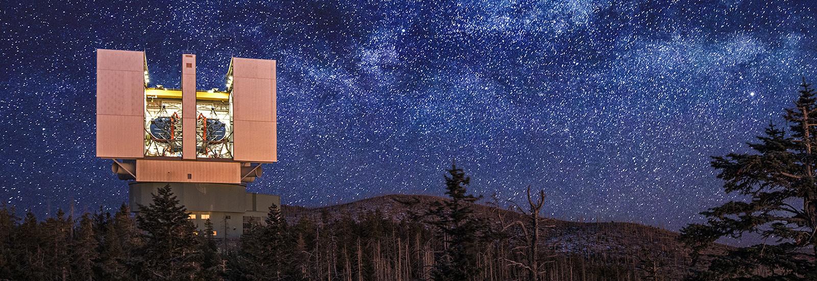 The Large Binocular Telescope with a background of stars